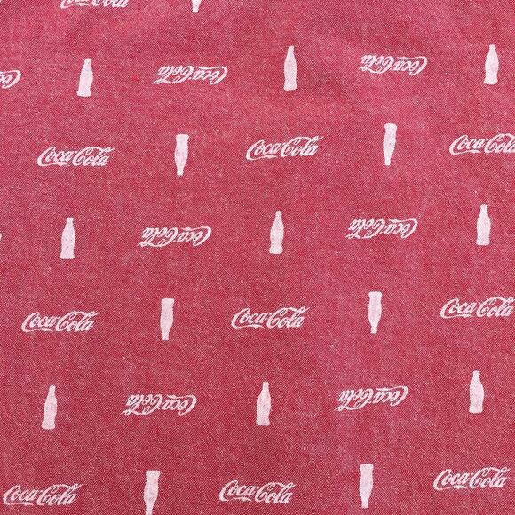 Coca-Cola Shirt Mens Extra Large Red/White Short Sleeved Button Down 100% Cotton - Picture 7 of 9